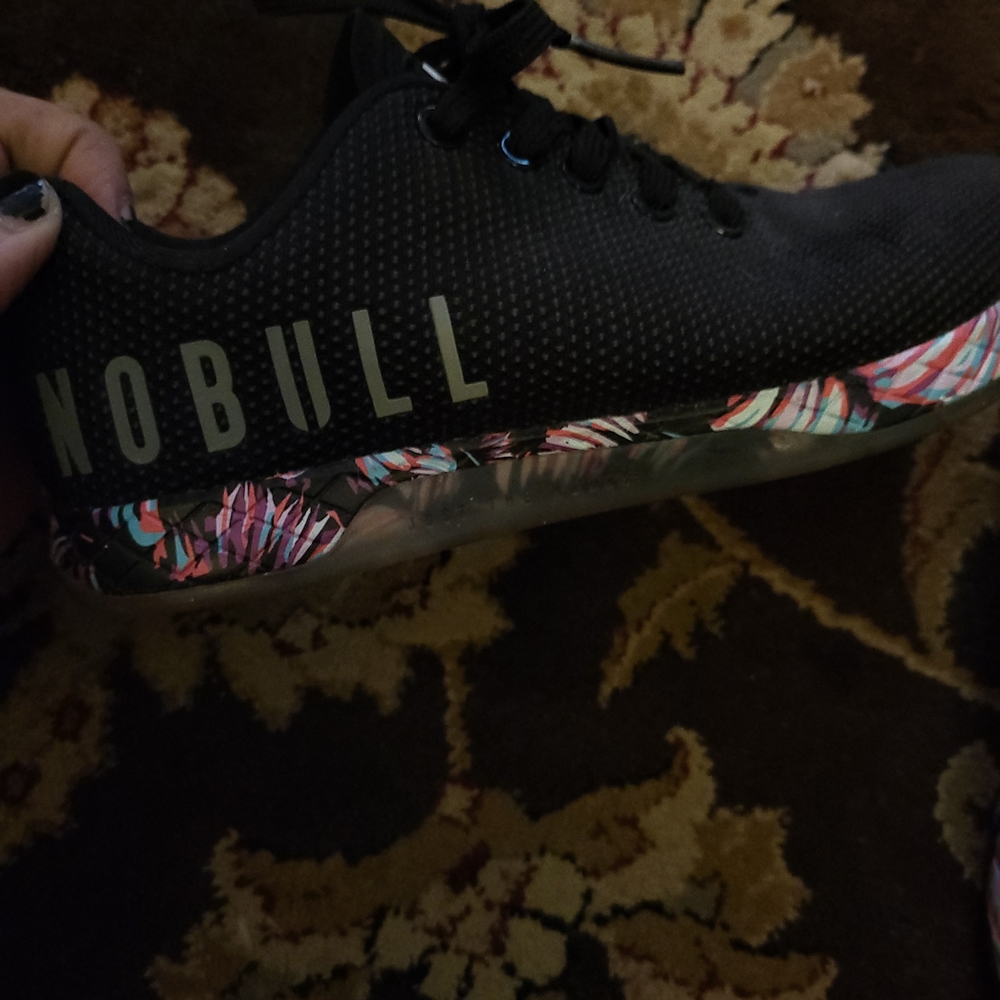 NOBULL Womens Black Sneakers with Multicolor Patterned Midsole